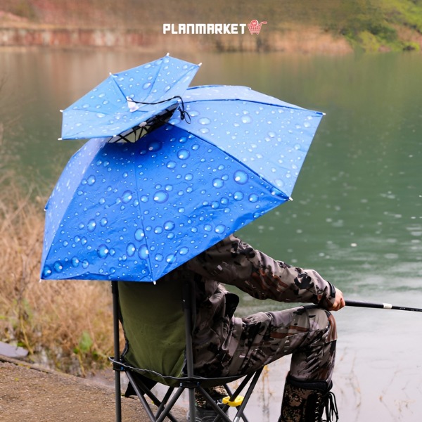 플랜마켓 2단 모자형 우산 양산 우양산 양우산 햇빛 가리개 갓 낚시 캠핑 텃 밭 농사